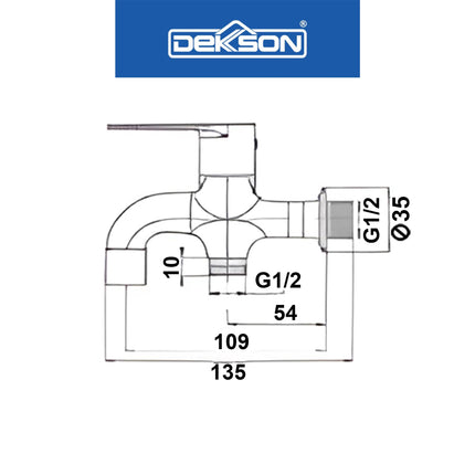 Wall Tap 2 Out Dekkson WT 8736 BR CP Keran Air Tembok 2 Arah Output Dinding Wall Mounted Lever Handle Tap Two Way Out